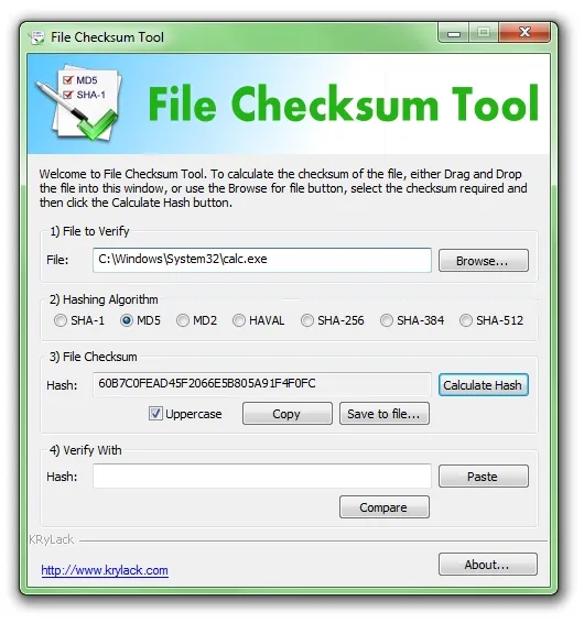File Checksum Tool — screenshot